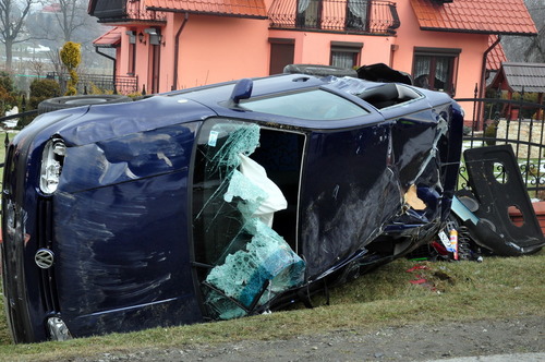 Samochód został zniszczony doszczętnie. fot. sz